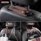 Amelity Car Headrest Hooks, Purse Hook for Vehicle 4 Pack Black | Universal Car Interior Accessories for Women, Available in 2/4 Pack, Storage Hanger Holds Purses, Backpacks, Grocery Bags