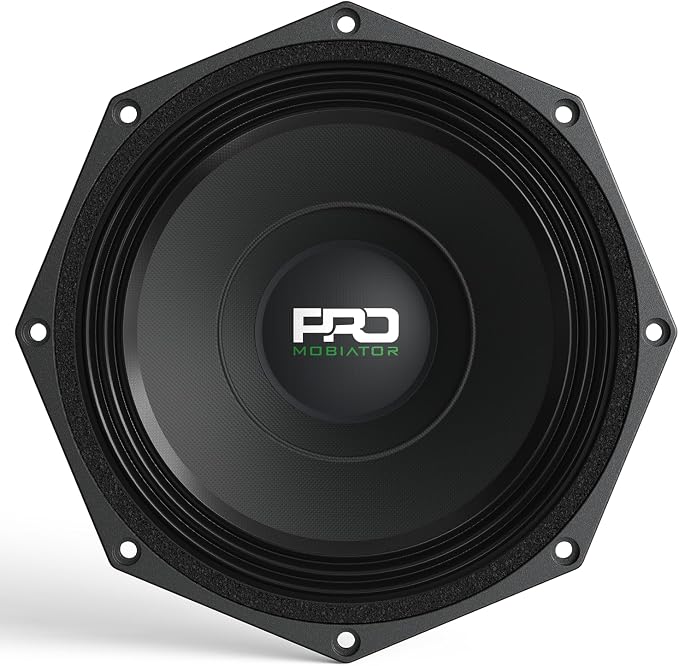 PRO824FR Loudspeaker - 8" Midrange Aluminum Basket, 1200W Max, 300W RMS, 4 Ohms - Premium Quality Audio Door Speakers for Car or Truck Stereo Sound System (MB-PRO824FR)