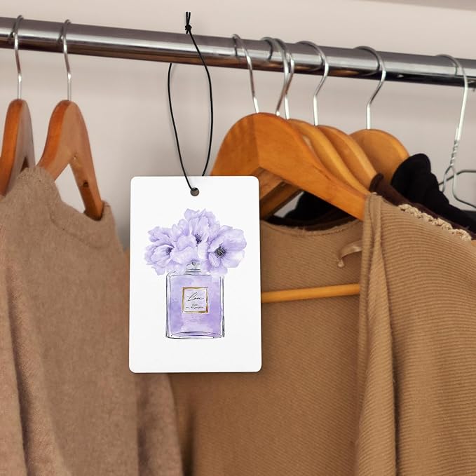 Purple Fashion Women Car Air Freshener 4 Pcs, Trendy Watercolor Perfume Lips High Heels Hanging Air Freshener for Cars Closet Drawer Books, Cute Girly Car Accessories for Women Girls