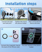 PZK Magnetic Car Phone Holder for Toyota RAV4 2013-2018 Accessories Vent | Magnetic 15W Fast Wireless Charger Car Phone Mount with Magsafe Hands Free 360° Rotation Cell Phone Automobile Cradles