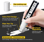 Jumbo Tire Marker White - 4 Pack 15mm Wide Tip Paint Pens for Car Tires Lettering, Large Capacity Premium Ink Waterproof Permanent Markers