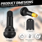 20 Pieces TR413 Valve Stems Tubeless Bulk Rubber Snap-in Valve Stems for 0.453 Inch Rim Holes, Black Standard Length Replacement Tool for Car Tubeless Replacement
