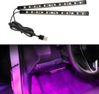 Car LED Strip Light, 12V 24 LED Vehicle Interior Atmosphere Lamps with USB Port, Auto Under Dash Ambient Night Light, Universal Car Accessories (Pink Purple, USB)