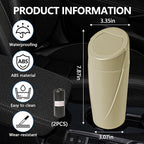 Mini Car Trash Can with Lid, Portable Garbage Can for Car, Leakproof Cup Holder Automotive Garbage Bin with 2 Rolls of Trash Bags, Small Trash Storage Can for Car Home Office(Beige)