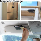 Magnetic Card Holder for Vehicle - Minimalist Leather RFID Blocking Credit Card Holder - Travel Wallets for Car Visor Organizer (Black)