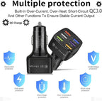 Car Charger Adapter, 6 USB Multi Port, Fast Charger, Include QC 3.0 and 5 Other Ports, Car Interior Accessories, Fit for iPhone 17/16/15/14/13Pro Max, Samsung, Android (Black 2pcs)