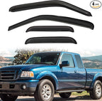 Window Visor Rain Guards Compatible with 1999-2011 Ford Ranger & 1999-2010 Mazda B2300/B2500/B3000/B4000 Super/Extended Cab Tape-On Wind Deflectors Vent Visors for Trucks Accessories 4pcs