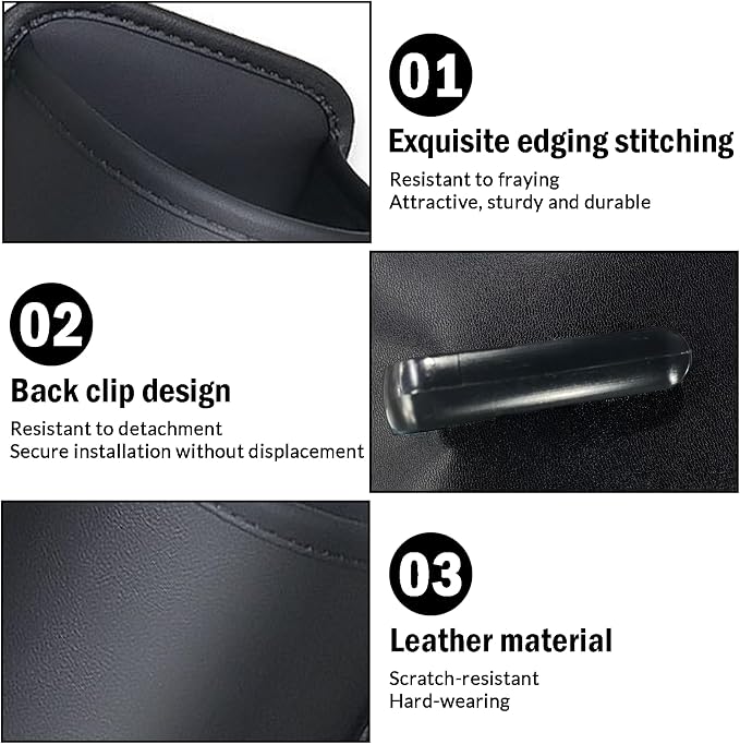 2 Pack Extra Cup Holder for Car, Clip-On Car Door Cup Holder Organizer, PU Leather Car Drink Holder for Small Bottle Coffee Cup Phone Keys Cards, Automotive Seat Pocket Storage, Black