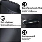 2 Pack Extra Cup Holder for Car, Clip-On Car Door Cup Holder Organizer, PU Leather Car Drink Holder for Small Bottle Coffee Cup Phone Keys Cards, Automotive Seat Pocket Storage, Black