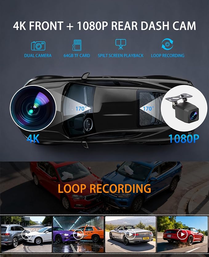 9" CarPlay Screen for Car, 4K Dash Cam Car Tablet for Apple Android Auto,1080P Rear Backup Camera, Wireless Portable Touch Voice Control Screen for GPS Navigation, Bluetooth, Mirror, Truck
