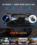 9" CarPlay Screen for Car, 4K Dash Cam Car Tablet for Apple Android Auto,1080P Rear Backup Camera, Wireless Portable Touch Voice Control Screen for GPS Navigation, Bluetooth, Mirror, Truck