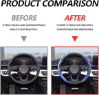 2pcs Universal Fit Carbon Fiber Steering Wheel Cover, Anti-Skid Steering Wheel Cover/Segmented Steering Wheel Protector/Car Interior Accessories (Blue)