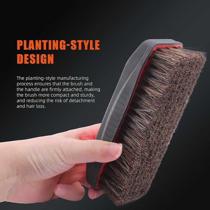 Leather Cleaner Brush, 2Pcs Fine Long Bristle Horse Hair Brush for Car Detailing,Ideal for Car Interiors,Furniture, Sneakers, Boots,and More -Safe for Natural, Synthetic, Faux, and Pleather
