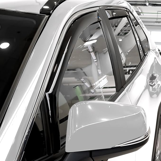 in-Channel Extra Durable Rain Guards for Toyota RAV4 2019–2025, Window Deflectors, Vent Window Visors, Dark Smoke, 4-Piece Set – 619152
