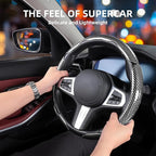 Carbon Fiber Steering Wheel Covers 3 Piece Clip on Steering Wheel Cover (Silver)
