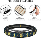 Gold Moon Sun Stars Magical Steering Wheel Cover for Women Men Girls Car Accessories Decor Anti-Slip Neoprene Auto Steering Wheel Covers Protector Universal 15 Inch