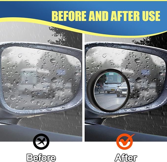 Craedli 2PCS 2" Round Blind Spot Car Mirrors, HD Glass Convex Mirror with Frame, 360° Adjustable Automotive Rearview Mirror, Self-Adhesive Wide Angle Mirrors for Car, SUV, Truck (Black)