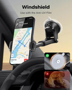 Car Phone Mount with Suction Cup, Universal Windshield Dashboard Holder with Sticky Gel Pad, Compatible with iPhone 17/16/15/14/13, Samsung, Most Smartphones