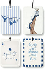 Blue Beach Car Air Freshener 4 Pcs Coconut Scented, Preppy Coastal Martini Bikini Car Accessories Mirror Decor for Women, Girly Beachy Hanging Air Freshener for Cars Closet Drawer Books
