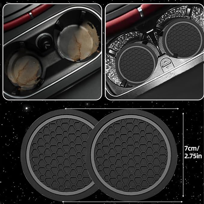 10 Pcs Car Floor Mats Full Set & Sport Leather Steering Wheel Cover 14.5-15 inch, Center Console Cover, Seat Belt Cushion, Cup Holder Coaster, Universal Automobile Interior Sets (Grey)