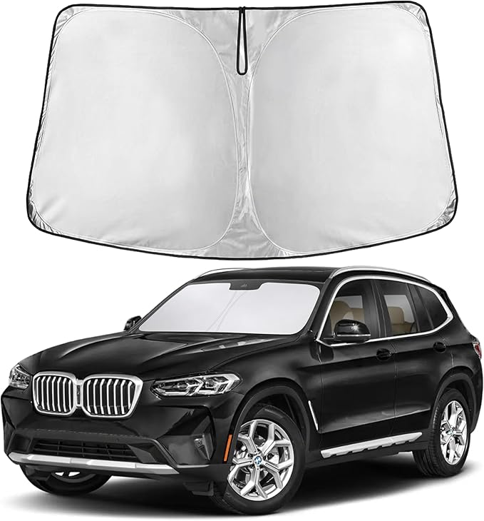 Windshield Sunshade Compatible for BMW X3 2018-2024, 2025, 2026 Including sDrive30i, xDrive30i, M40i, and Hybrid Trims, Sun Visor for Front Window Sun Shade Cover, Car Accessories