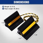 4-Pack Rubber Wheel Chocks with Rope & 3 Reflective Strips, Heavy Duty Non-Slip Tire Stoppers for Cars, SUVs & Trailers, Rubber Wheel Wedges for Garage & Driveway