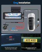 4K Dash Cam, 4K+2K Dash Cam Front and Rear W/ 5GHz WiFi & APP Control 64GB Included, 3.2" IPS Screen Car Dash Cam W/ 24H Parking Monitor, G-Sensor Night Vision, Loop Recording