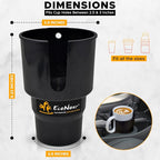 Car Cup Holder Expander | Fits 32/40 oz Hydro Flasks, Yeti, Nalgene & Large Bottles up to 3.8" | Universal Cup Adapter for Cars with 3.2" Holders – Black