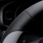 Microfiber Leather Steering Wheel Cover Large-Size for F150 F250 F350 Ram 4Runner Tacoma Tundra Range Rover Model S X with 15 1/2 inches-16 inches Outer Diameter-Gray