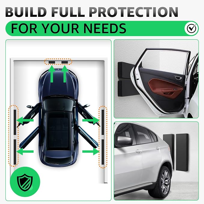 Garage Wall Protector Bumper Guards - 6 Pack Universal 1-3/16" Thick Car Door Edge Guard Self-Adhesive Comprehensive Protection EVA Foam Scratch Prevention Padding for Warehouse Parking Narrow Garage