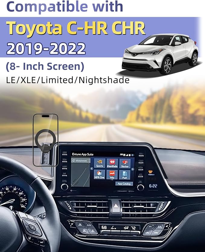 PZK Car Phone Mount for Toyota C-HR CHR 2019-2022 Accessories 8-inch Screen | Magnetic Cell Phone Holder with Magsafe 360° Rotation Hand-Free Phone Cradles Not Affect Vent for All 4-7.0'' Smartphones