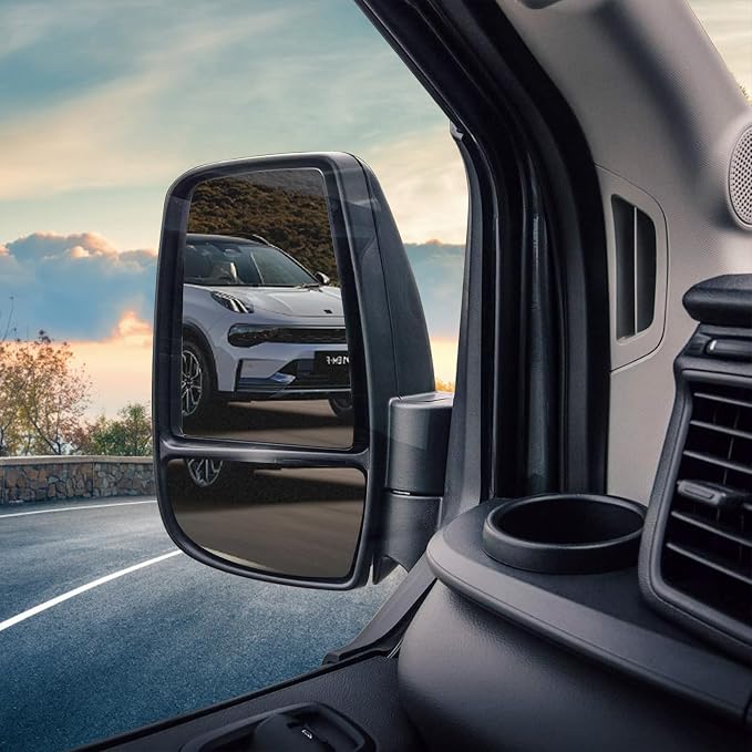 Driver Left Side Lower Mirror Glass fit Ford Transit T150 250 350 2015 2016 2017 2018 2019 2020 2021 2022 2023 MK8, Left Side View Convex Mirror Glass with Backing Plate