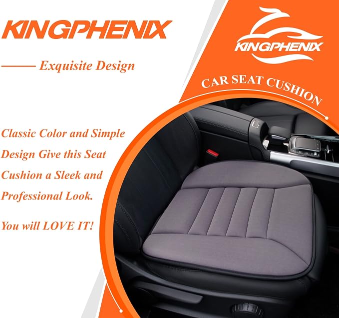 Car Seat Cushion with 1.2inch Comfort Memory Foam, Seat Cushion for Car and Office Chair (Dark Grey)