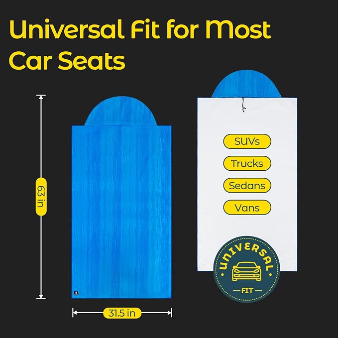 Car Seat Towel Cover - Sweat Absorbing Microfiber Towel for Car Seat After Gym, Workout & Beach - Washable Seat Protector, Universal Fit for Cars, Trucks, SUVs - 2 Pack