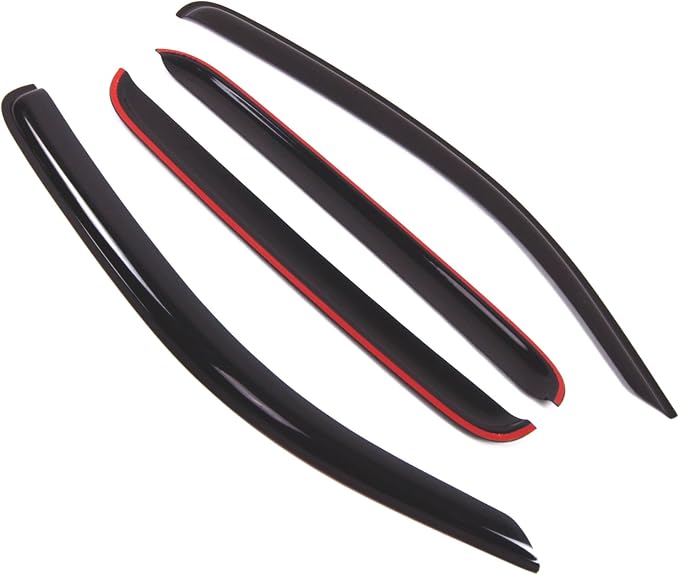 WD2-451 Dark Smoke 4 Pcs Set Window Visor (Outside Mount) Deflector Rain Guard Compatible with 2005-2015 Toyota Tacoma Double Cab/Extended Cab