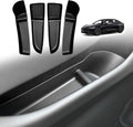 Door Side Handle Storage Box Armrest Tray TPE Organizer Anti-Slip Easy to Clean Set of 4 Compatible with 2025 2024 Refreshed Tesla Model 3 Highland Accessories