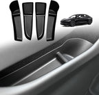 Door Side Handle Storage Box Armrest Tray TPE Organizer Anti-Slip Easy to Clean Set of 4 Compatible with 2025 2024 Refreshed Tesla Model 3 Highland Accessories