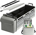 Snuopfy,115L Heavy Duty Collapsible Trunk Storage, with Insulated Leakproof Cooler Bag Vehicle Cargo Organizer with Lid, 3 Compartments, Straps For Car,Suv,Jeep,Sedan-Grey