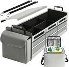 Snuopfy,115L Heavy Duty Collapsible Trunk Storage, with Insulated Leakproof Cooler Bag Vehicle Cargo Organizer with Lid, 3 Compartments, Straps For Car,Suv,Jeep,Sedan-Grey