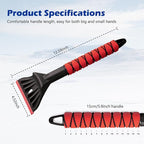 Professional Ice Scraper and Snow Brush for Cars, 2-in-1 Winter Snow Removal Tool with Ergonomic Foam Grip, ABS Ice Chopper for Windshield, Window, and Vehicle Snow Cleanup (Red 2PC)