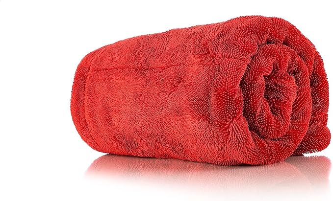 The 1500 - Heavy Duty Car Drying Towel; Perfect for Trucks, Commercial Vehicles, RVs, Boats, and More; Premium 70/30 Blend Twist Loop Design, 1500gsm, 30in x 30in, Red