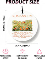 Orange Christian Round Car Air Freshener 4 Pcs, Coquette Orange Bow Religious Hanging Air Freshener for Cars Closet Drawer Books, Christian Girly Car Accessories Mirror Decor for Women