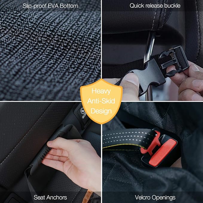 Dog Car Seat Covers 100% Waterproof, Dog Seat Cover with Side Flaps from Scratching, Pet Seat Cover for Back Seat of Car/SUV/Truck Machine Washable…