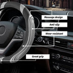 15 Inch Car Leather Steering Wheel Cover, Automotive Accessories Elastic Breathable Anti-Slip Soft Wheel Protector Fits Men and Women, Suitable for SUVs, Trucks, Vehicles and RVs (Light Gray)