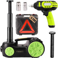 Upgraded Electric Hydraulic Car Jack Kit 5 Ton 12V Portable Lift Range 20.9 Inch with Impact Wrench and Tire Inflator Pump for SUV Sedan Truck Repair Floor Jack for Tire Change with LED Light