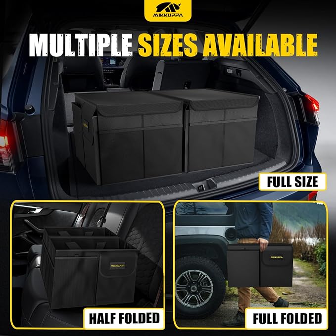 Car Trunk Organizer - 35L Collapsible Trunk Organizer with Lid, Sturdy Car Storage for SUV Auto Truck Van (Black, 2Pack)