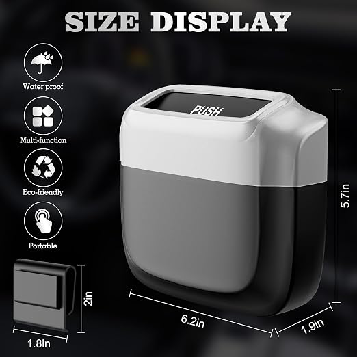 Car Trash Can with Lid，Built-in Storage Garbage Bag，Leakproof Vehicle Trash，Car Accessories for Interior,Mini Garbage Bin for Automotive, Home, Office, Kitchen, Bedroom，with 30pcs Trash Bags