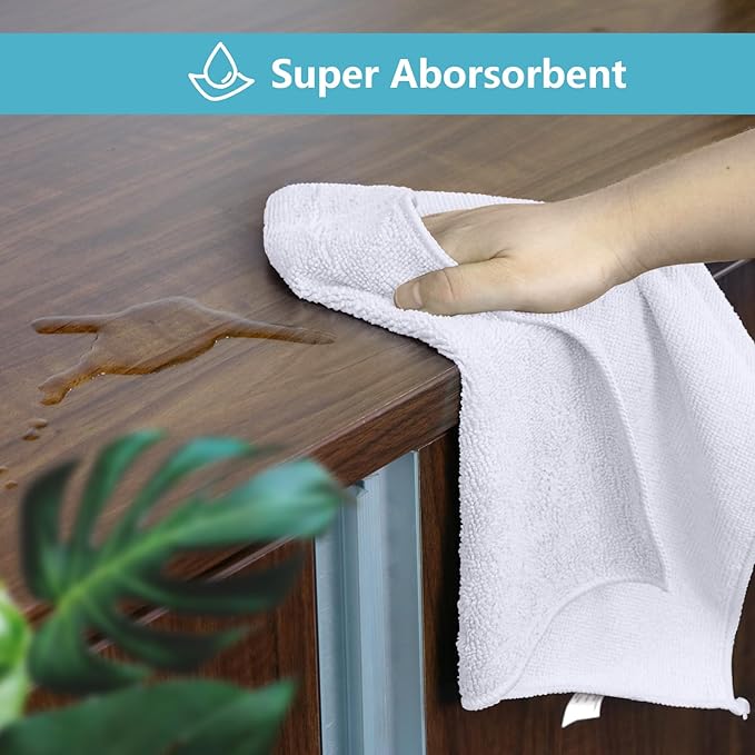 White Microfiber Cleaning Cloth 400 Pack, Microfiber Towel for Cars, Lint Free, Scratch-Free, Highly Absorbent, and Cleaning Rags for House, Window and Glass, Cars, TV Screen 11.5 X11.5 inch