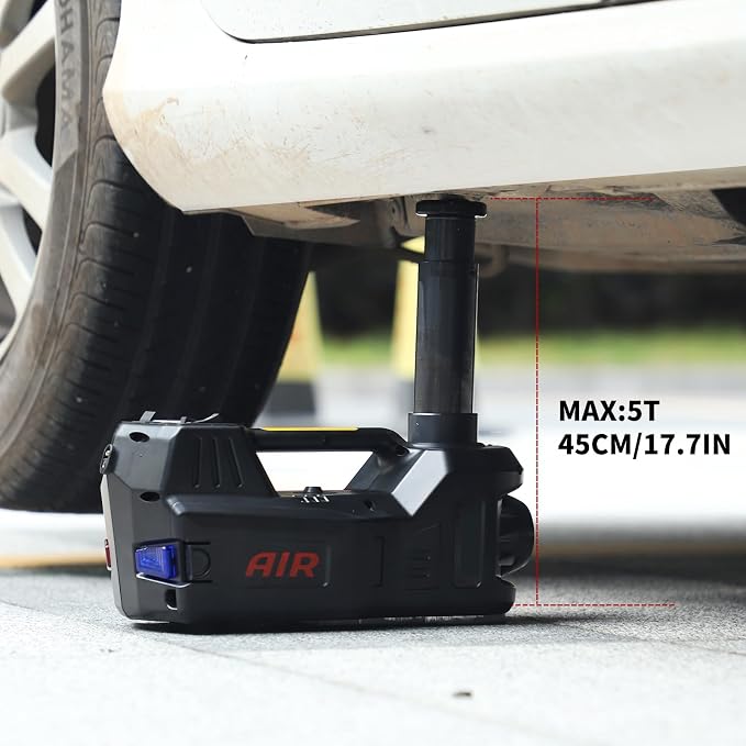 Electric Car Jack kit 5 Ton 12V Electric Floor Jack Lift for Vehicle, Electric Hydraulic Jack Auto Repair Tool Set with Built-in Inflator and Impact Wrench for SUV Sedan Truck Tire Change