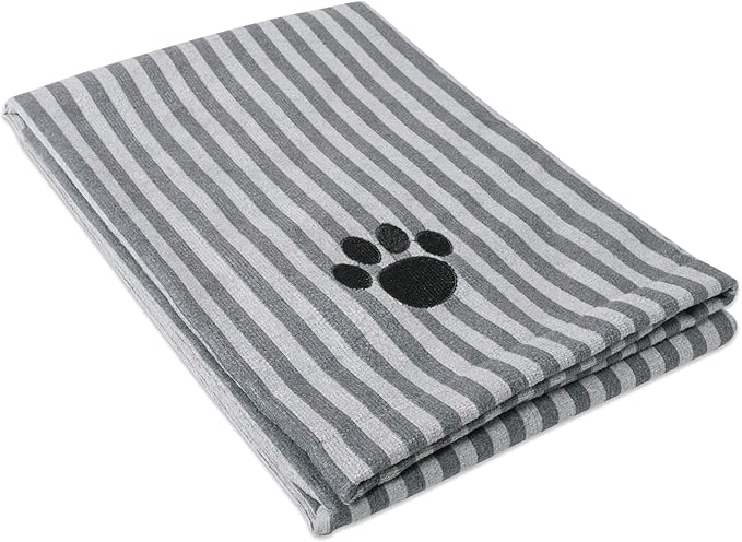 Pet Grooming Towel Collection Absorbent Microfiber X-Large, 41x23.5", Striped Gray